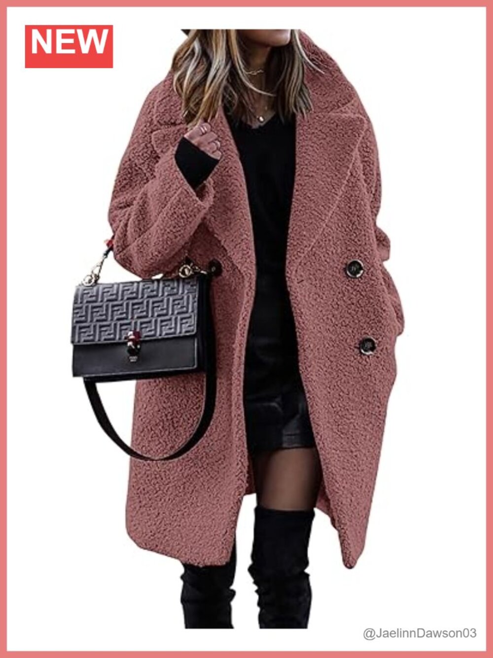 Faux Fur Sherpa Coat Womens Double Breasted Winter Jacket